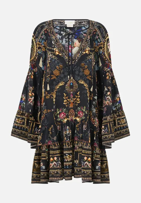 A Line Gathered Panel Dress